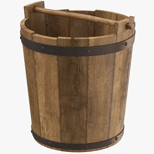 Wooden Bucket 01 3D model