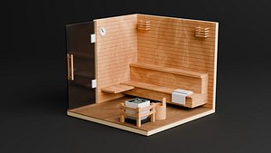 Low Poly Sauna Room 3D