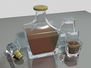 3d decanter set whiskey model