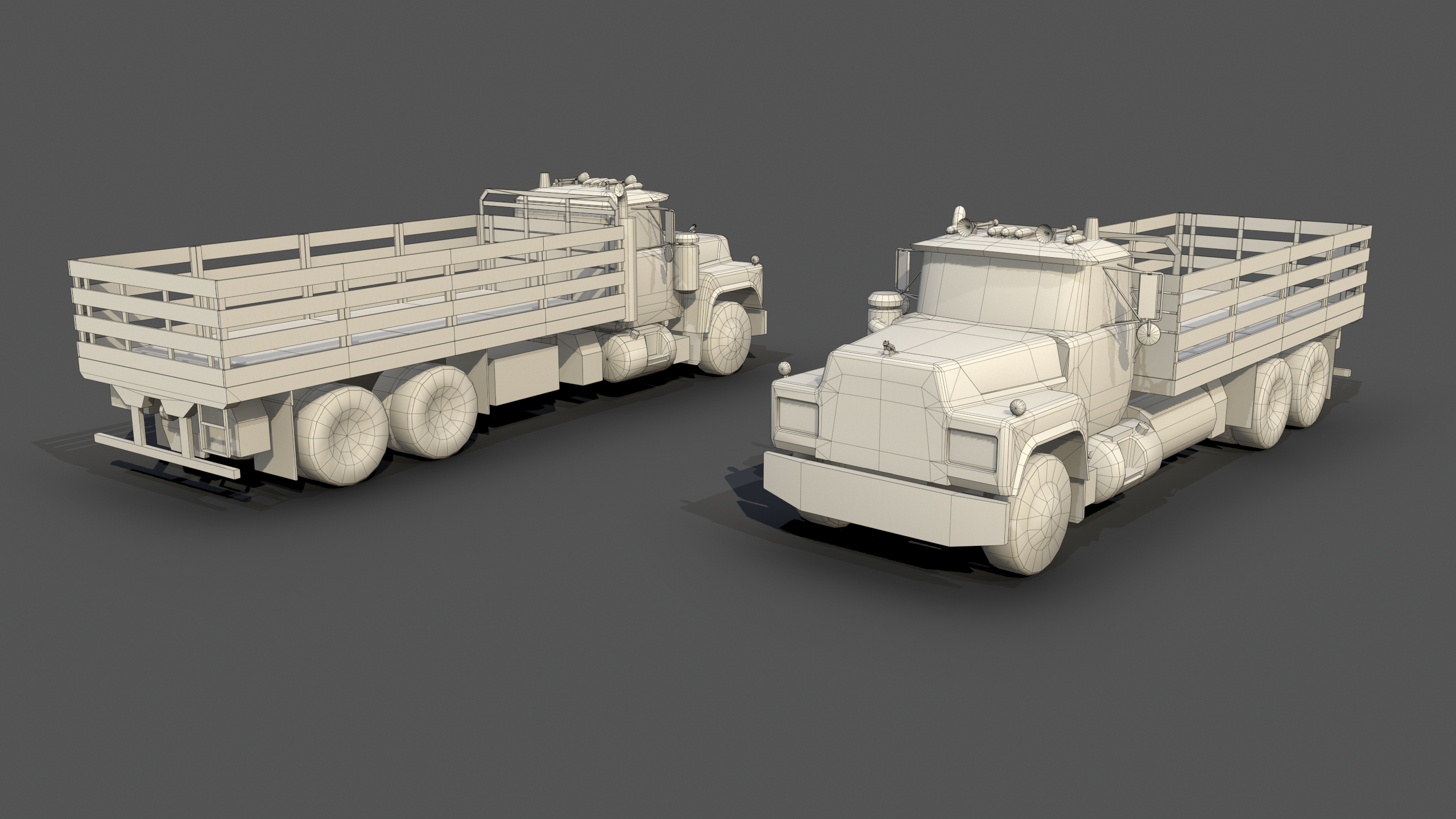 Mack RD686S flatbed truck s01 1985 model - TurboSquid 1862413