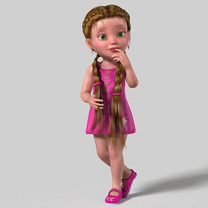 cartoon child girl rigged 3d max
