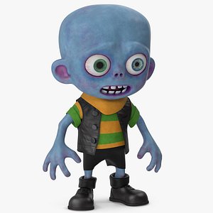 Cartoon Zombie Blue in a Black Costume