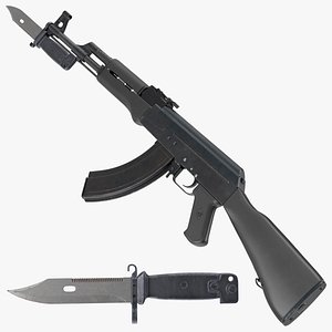 Kalashnikov AKM Assault Rifle with Bayonet Black 3D model