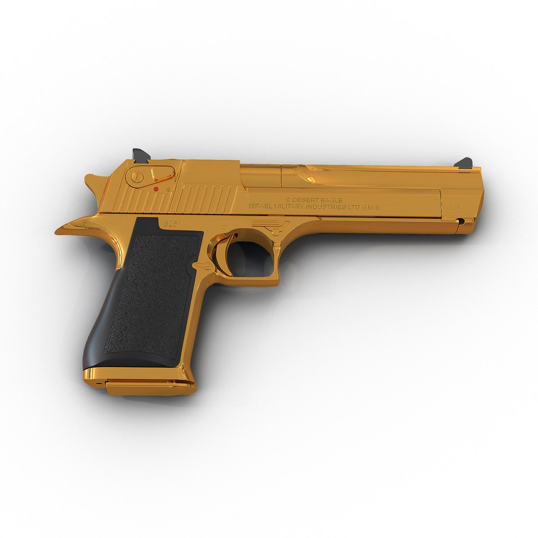 Pistol IMI Desert Eagle Golden 3D model preview