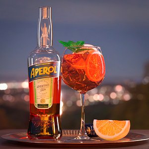 3D Aperol Italian Aperitif Bottle with Orange Cocktail model