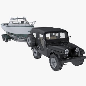 Crossover With Boat Trailer 3D model