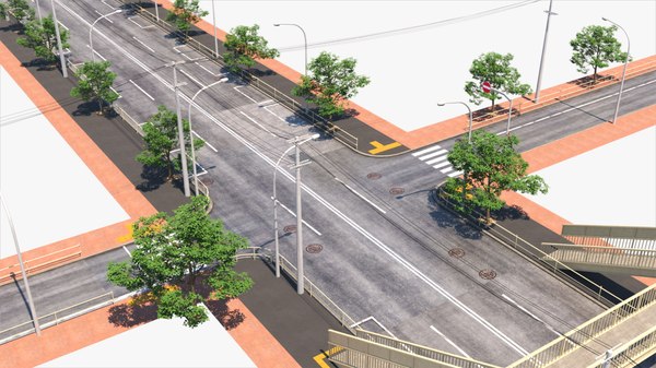 modelo 3d City Street Intersection - TurboSquid 2017257