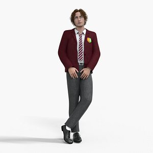 High School Uniform Clothing Low-poly