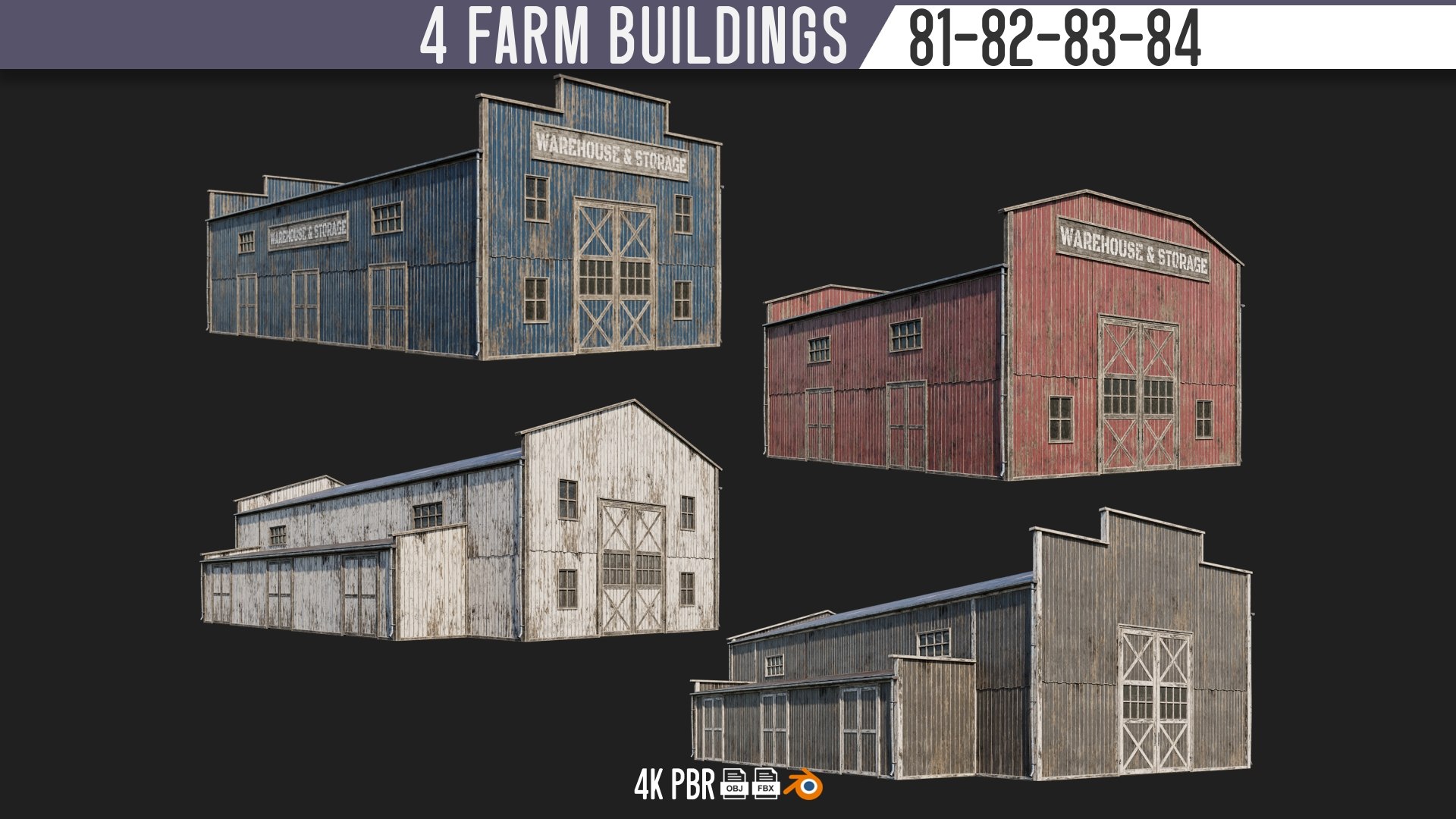 1 - 100 FARM BUILDINGS PACK 4K PBR Textures GameReady Model ...