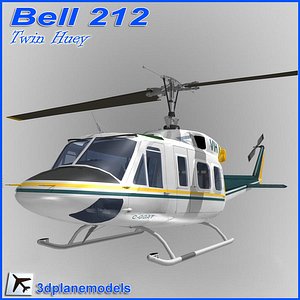 bell 212 huey helicopter 3d model
