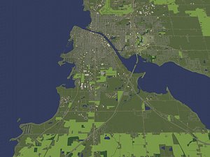Oshkosh Wisconsin USA in 20 km x 20 km - city and urban