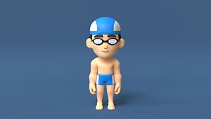 3D Swimmer Low Poly