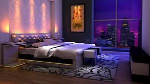 bedroom bed bedside Footboard tv cabinet