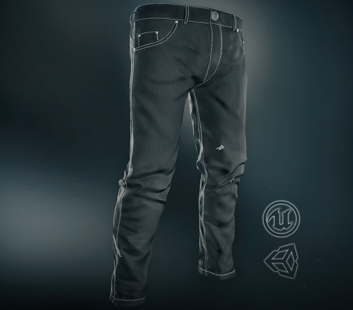 3D black jeans pants model - TurboSquid 1171270