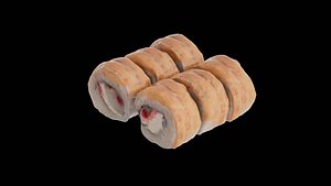 Sushi set with shrimps 3D model