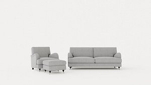 Howard Classic Sofa Group 3 5 Seater Armchair Footstool Gray