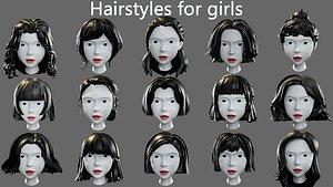 Hairstyles for girls Low-poly