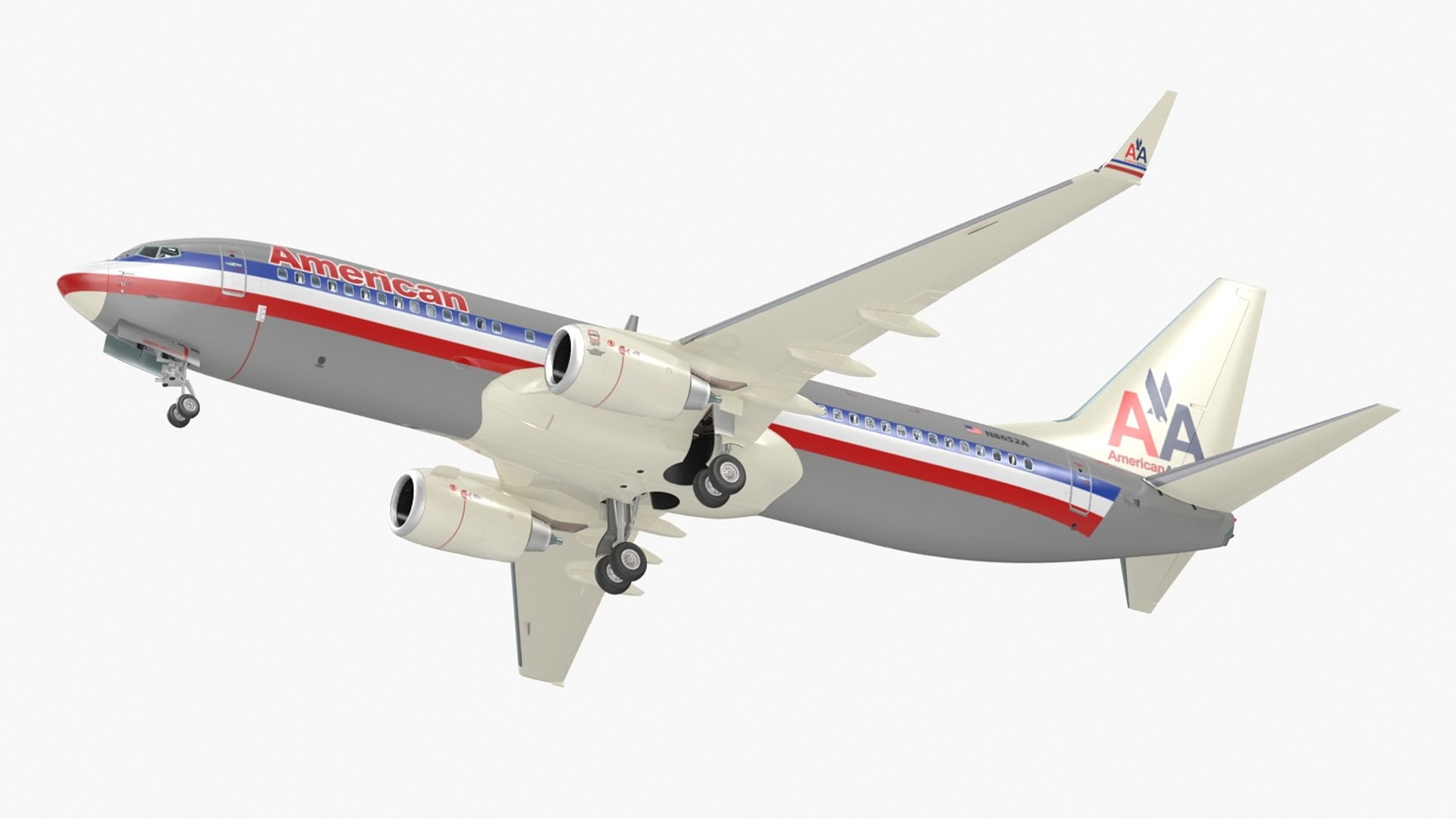 American Airlines Boeing 737-800 with Interior Rigged for Cinema 4D 3D model preview