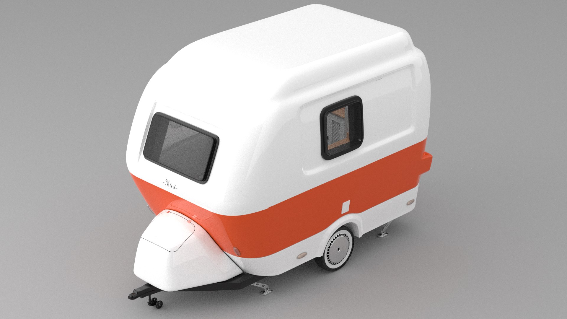 3D 2024 Capsule Caravans Mini Micro Camper Trailer Burnt Orange Model ...
