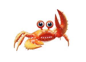 Red king crab animated low poly toon