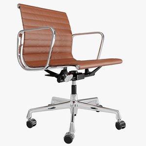3D Vitra EA 117 Brown Leather Swivel Chair