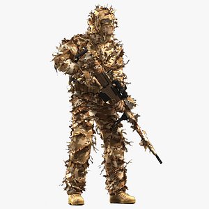 Sniper with Barrett 98 Bravo Rigged for Maya