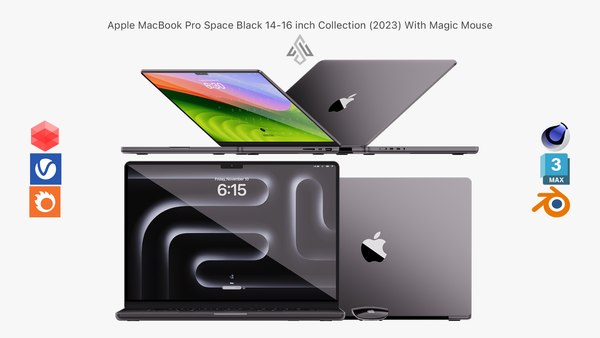 Apple MacBook Pro 16 Collection 2022 With Magic Mouse - 3D Model by amirhs09