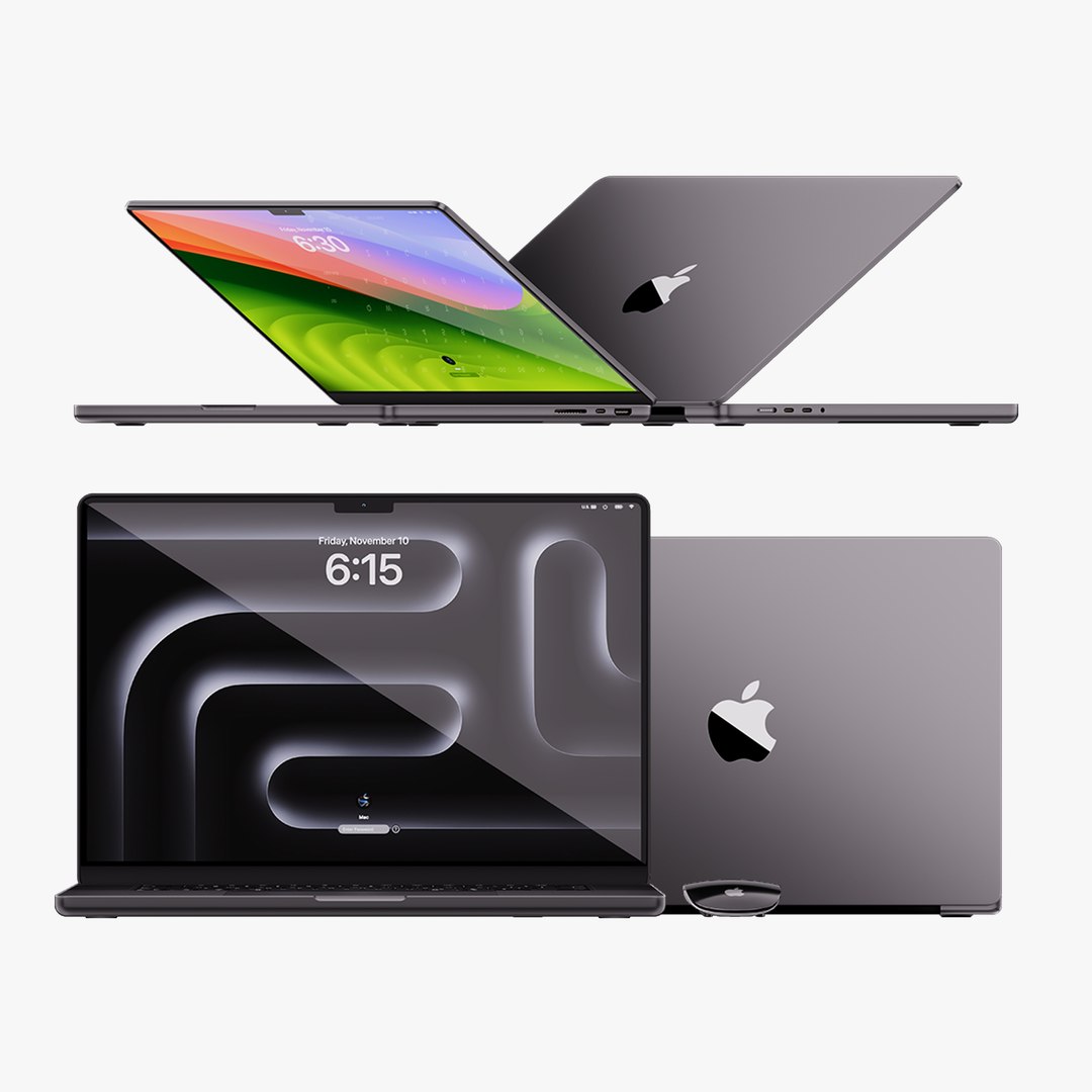 3D Apple MacBook Air 15 Inch Starlight 2023 With Magic Mouse