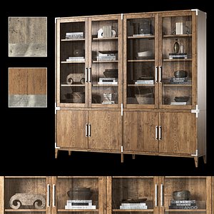 Cayden Campaign 4-door Glass Sideboard and Hutch