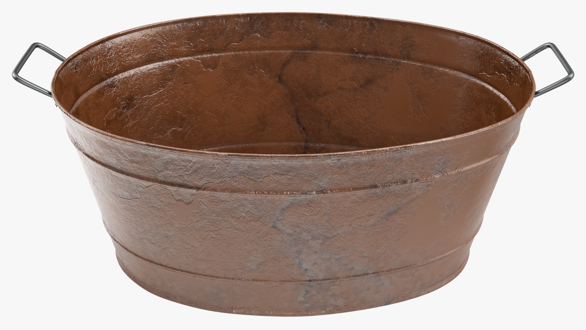 Large Rusty Steel Oval Tub 3D model preview