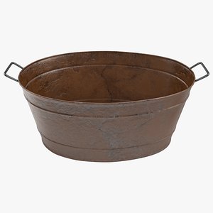 Large Rusty Steel Oval Tub 3D model
