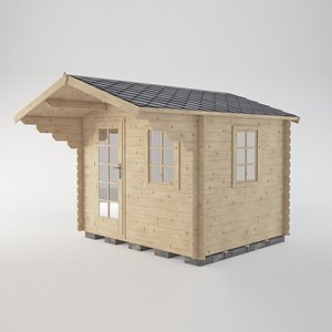 3D model wooden shed 3 wood