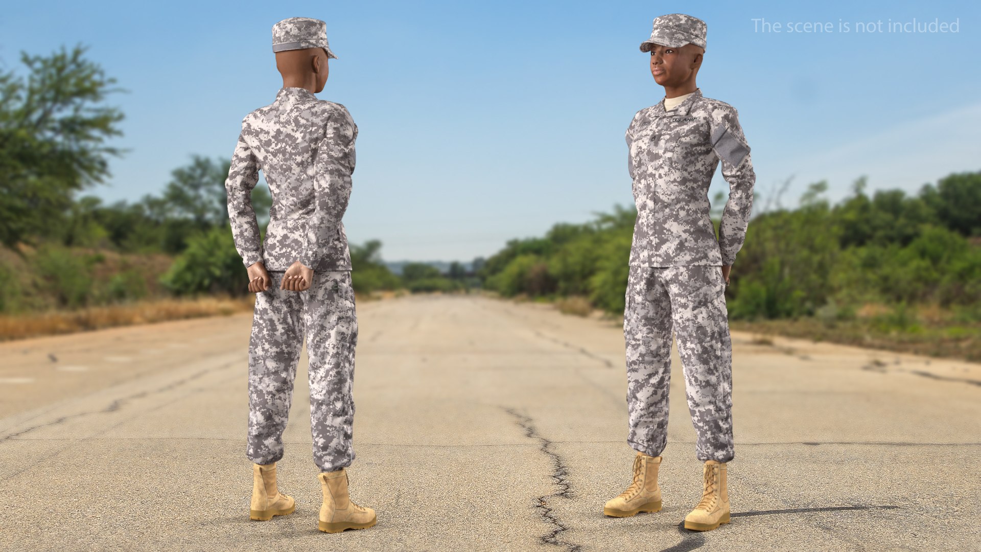 3D Black Female Soldier Acu Model - TurboSquid 1700359