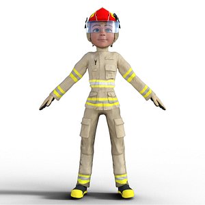 Cartoon Firefighter 3D Model