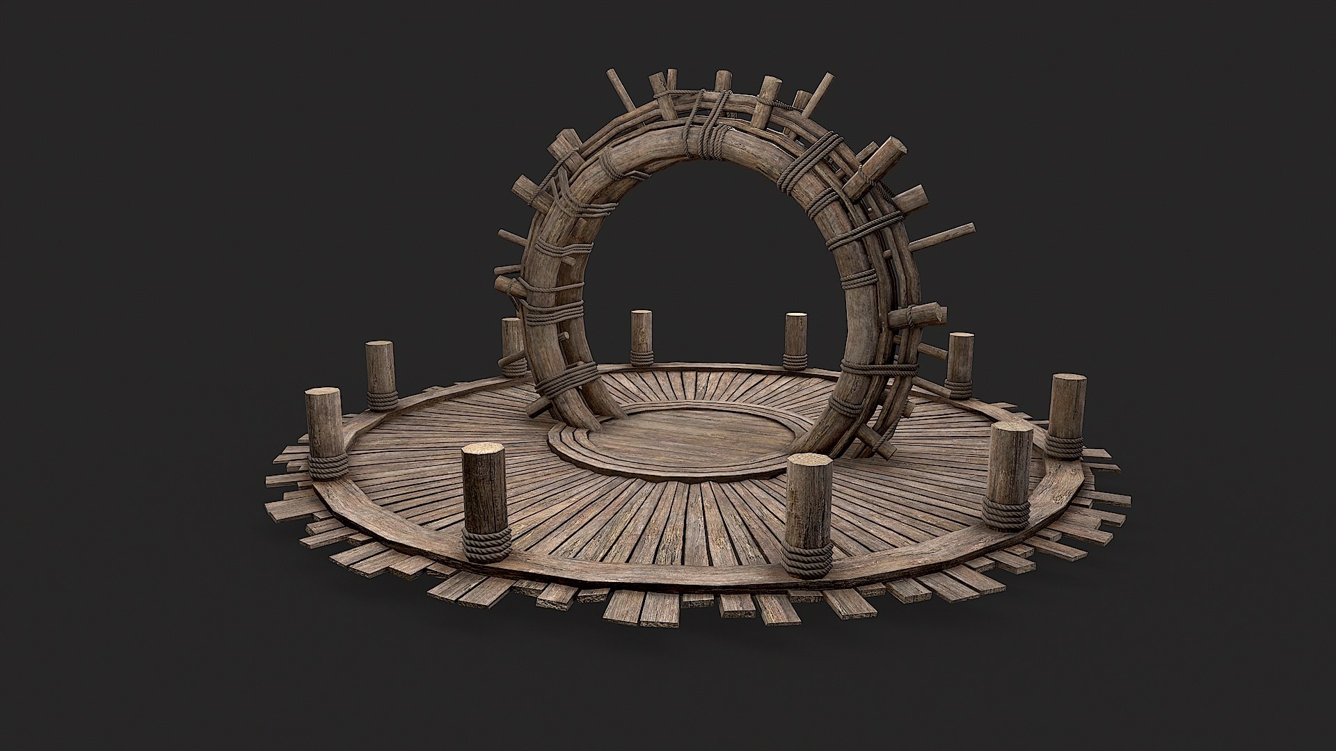 Medieval Wooden Circular Platform Arena PBR Collection 3D Model ...