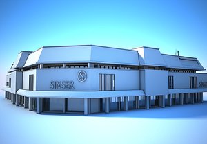 3D building supermarket white