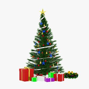 Christmas Tree and Gift Box 3D model