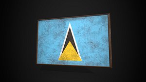 Old Picture Frame With Saint Lucia Flag - Game Ready PBR Low-poly 3D Model 3D model