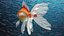 3D White Goldfish Aquarium Fish Rigged for Cinema 4D model