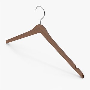 Clothes Hanger Dark Wood 3D