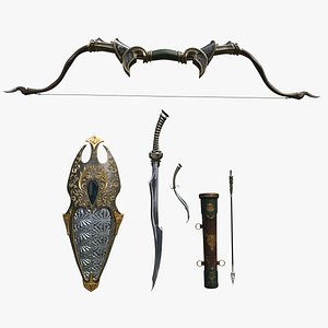 3D model fantasy weapons set bow