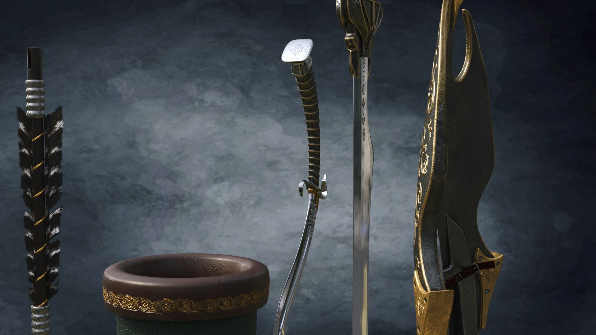 3D model fantasy weapons set bow https://p.turbosquid.com/ts-thumb/bw/SrAtdD/XcZBV6Mm/render_6/jpg/1574889291/1920x1080/fit_q87/89fc2fb39cfd2e6bbb7f9446c05cdeb180ccf48f/render_6.jpg