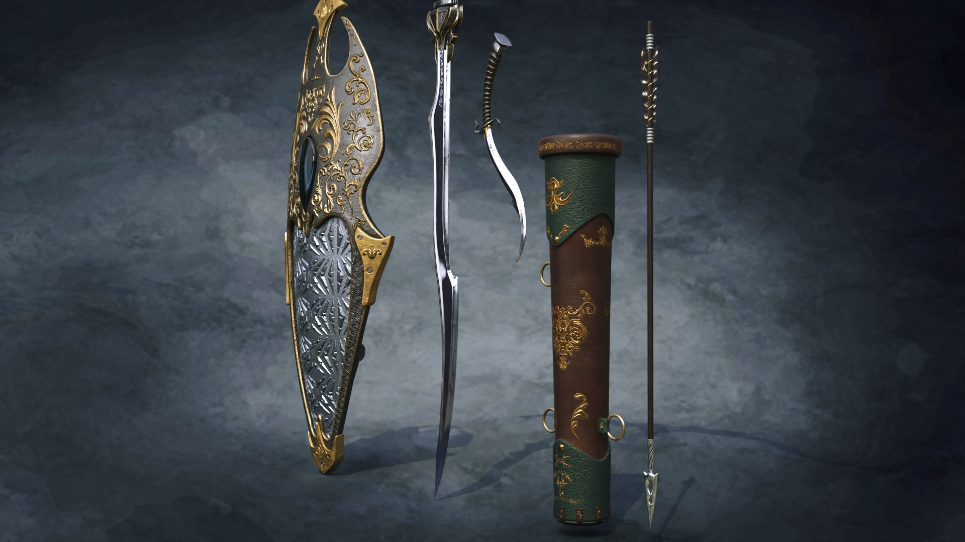 3D model fantasy weapons set bow https://p.turbosquid.com/ts-thumb/bw/SrAtdD/s2cAuh5D/render_4/jpg/1574889291/1920x1080/fit_q87/bf71f2018908830a57421517e58ee6129e55f92b/render_4.jpg