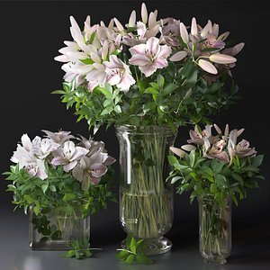 Pink lily arrangement bouquet decor vases