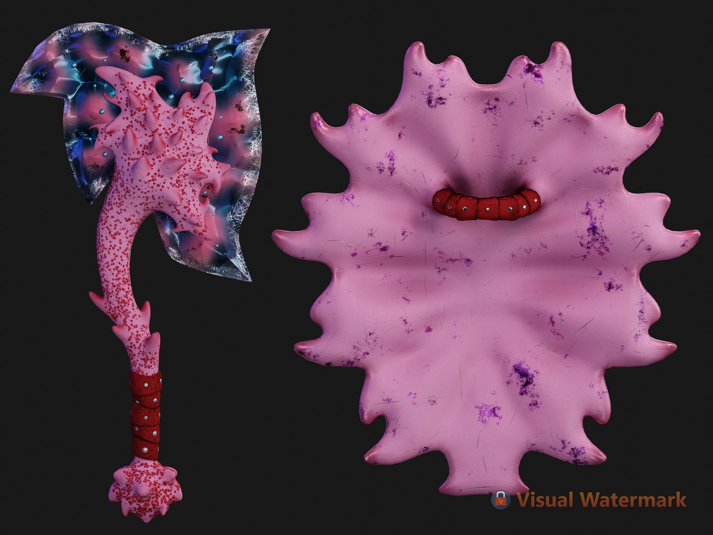 Coral Shield and Axe 3D model https://p.turbosquid.com/ts-thumb/bw/ZgJYM4/hI/4/png/1689340579/1920x1080/fit_q87/a9ca7690cf59296a9174baf788816892d7d89ba1/4.jpg
