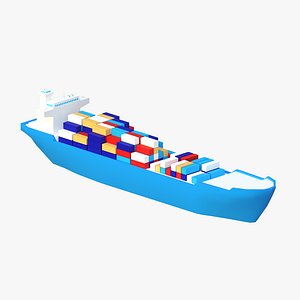 Cartoon low poly cargo ship