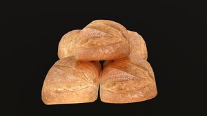 3D model Bread Roll AR VR PBR  Lowpoly with game ready
