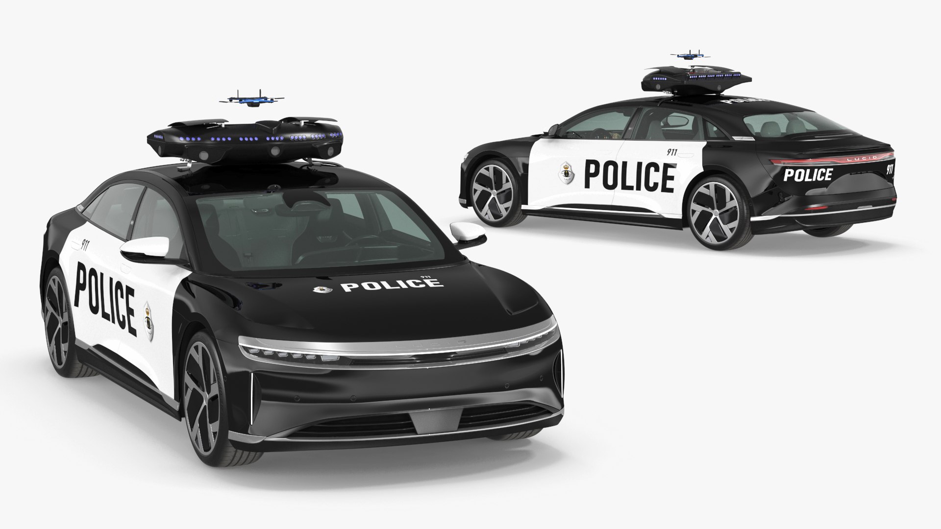 Lucid Air Police Car With Drone 3D Model - TurboSquid 2212178