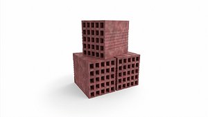 3D Red Briquette Brick