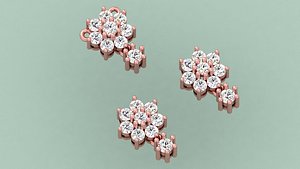 DIAMOND CLUSTER PENDANT EARRING SET 3D model
